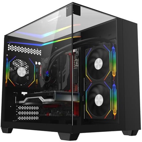 Gaming PC Intel Core i9-14900K 14th Gen | 32GB RAM DDR5 | RTX 4070 12GB | 2TB (1TB SSD + 1TB HDD) Premium Glass Case | Liquid Cooling | Windows 11 | Fast & Smooth Gaming Desktop (Black)