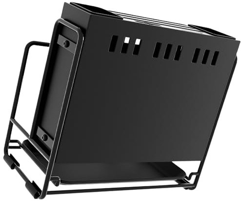 Elegantes organizadores de cuchillos de encimera con función de drenaje, versátiles para colgar en la pared, construcción de estante de hierro resistente