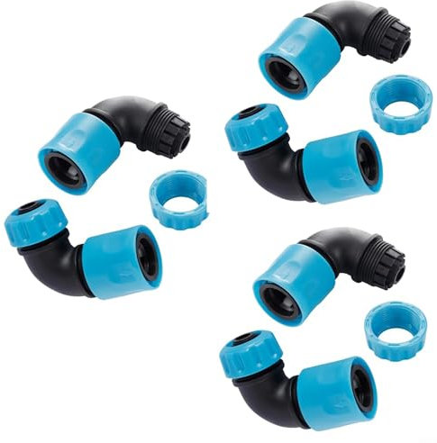 6-teiliges Gartenschlauch-Schnellkupplungs-Winkeladapter-Set, 12–13 mm Schlauch, effiziente 90-Grad-Winkelanschlüsse, zur Bewässerung von Autowaschanlagen, für verschiedene Anwendungen, verbessern Sie