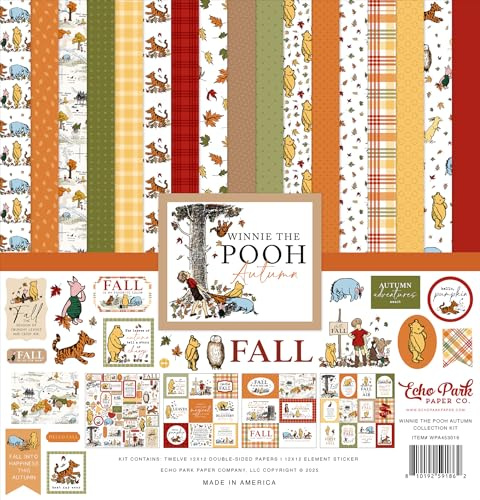 Echo Park Paper WPA453016 Winnie The Pooh Autumn Collection Kit Sammelset, Papier, Mehrfarbig/Meereswellen (Ocean Tides)