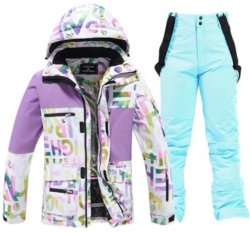 Vhersily 2025 Skijacke und Hose Set Herren Damen Warm Schnee Wasserdicht Winddicht Atmungsaktiv Skianzug Für Training Gym Herbst Winter Paar Kostüme