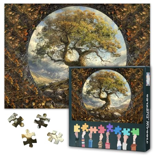 Puzzle 1000 Teile Erwachsene Baumlandschafts Puzzle - Herausforderndes Puzzles Naturwaldkunst, 70 x 50 cm Familienspiel & einzigartiges Wohnzimmerdekor Geschenk (Baum des Lebens Serie)