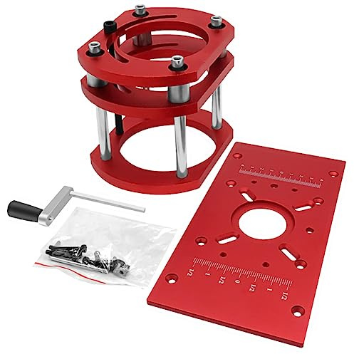 Aboiled Router Lift with Fixed Base-Router Insert Plate-Woodworking Universal Router Lift Base for 65mm Dia Router Motor-Red