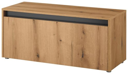 Lomadox Flur Schrank Flurschrank Garderoben Schuhbank mit 100 cm Breite in Eiche mit anthrazit, 1 Klappe