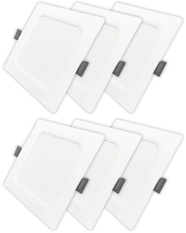 LUXULA 6 Stück LED Einbauleuchte eckig Weiß 220x26mm 18W 1800lm, IP44 | CCT 2700K 4000K 6000K einstellbar, IP44 Einbaustrahler flach, LED Deckenstrahler 230V für Bad, Küche und Innenräume