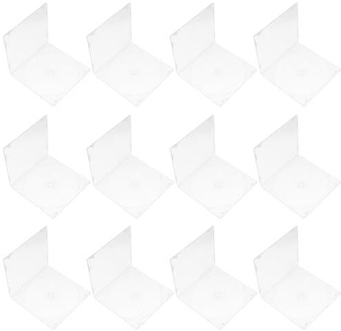 JECOMPRIS 12 Pezzi Custodie per CD Ultrasottili in Plastica Bianca, Custodia Dvd Portatile Grande Capacità, Pratica da Trasportare per Organizzare e Conservare Dischi
