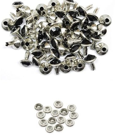 Trimming Shop 10mm Strass Nieten Nieten für Bekleidung, DIY Kunst Kunsthandwerk,Leder Handarbeiten,Handtaschen,Riemen,Reparatur - Schwarz, 10mm