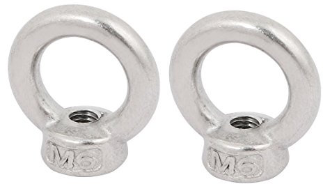 sourcingmap Lifting Eye Nut M6 Female Thread 316 Stainless Steel Round Shape for Rope Fitting Pack of 2