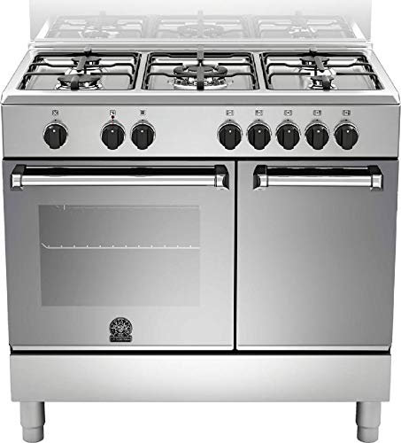 Bertazzoni La Germania Americana AMN905MFEPXE cucina Piano cottura Acciaio inossidabile Gas A - Forni e Piano cottura (Piano cottura, Acciaio inossidabile, Manopola, Frontale, Gas, Acciaio