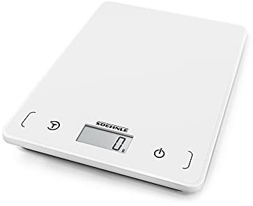 Soehnle Page Compact 200, digitale Küchenwaage, weiß, Gewicht bis zu 5 kg (1-g-genau), Haushaltswaage mit patentierter Sensor-Touch-Funktion, Waage aus Kunststoff inkl. Batterien