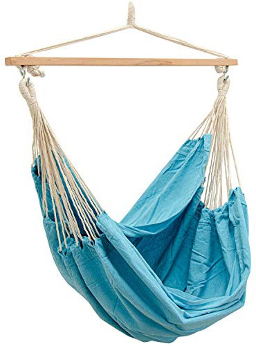 AMANKA Extra-sicher XXL Hängesessel 185x130 Indoor Hängematte Hängeschaukel Blau