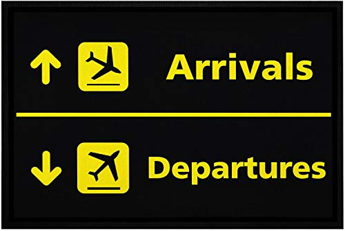 MoonWorks® Fußmatte Flughafen Arrivals/Departures lustige Motive Geschenk Piloten rutschfest & waschbar weiß 60x40cm