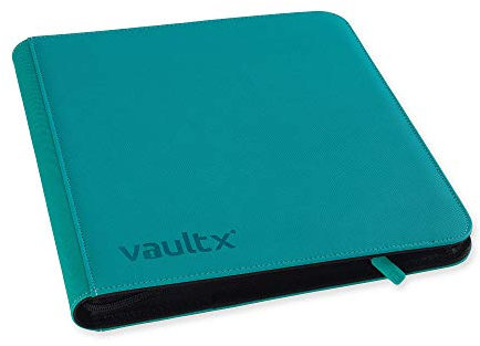 Vault X 12-Taschen-Trading-Kartenordner mit Reißverschluss, 480 Karten, Premium Exo-Tec-Albummaterial, 20 seitlich ladbare Seiten, Sammelordner für Sammelkartenspiele, Sportkarten, TCG (Blaugrün)