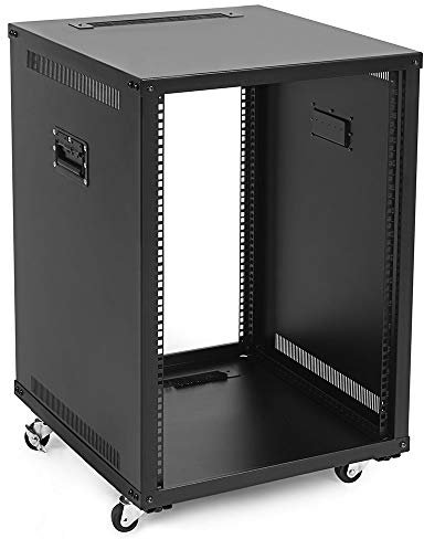 NavePoint 15U Tragbares Server-Rack mit Rollen – 15U Netzwerk-Rack offener Rahmen mit verstellbaren Schienen, 59,9 kg Kapazität – bis zu 57,4 cm tiefes 48,3 cm Rack für IT-Ausrüstung, Telekom und A/V,
