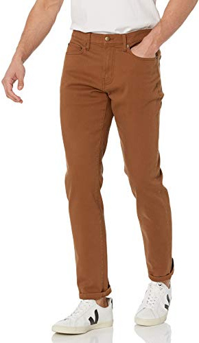 Amazon Essentials Herren Slim-Fit-Jeans - Auslauffarben, Dunkles Khakibraun, 40W / 34L