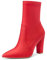 NobleOnly Donna Stivali alla Caviglia Cerniera Polacchine Tacco a Blocco 10CM High Heels Boots Rosso Raso Scarpe EU 36