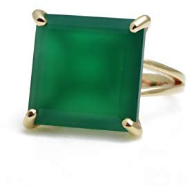 16mm Grüner Onyx Ring von Anemone Jewelry - Facettierter Quadratischer Edelstein 14K Gold Gefüllter Ring für Cocktails, Geburtstage und Andere Parties - Handgefertigt