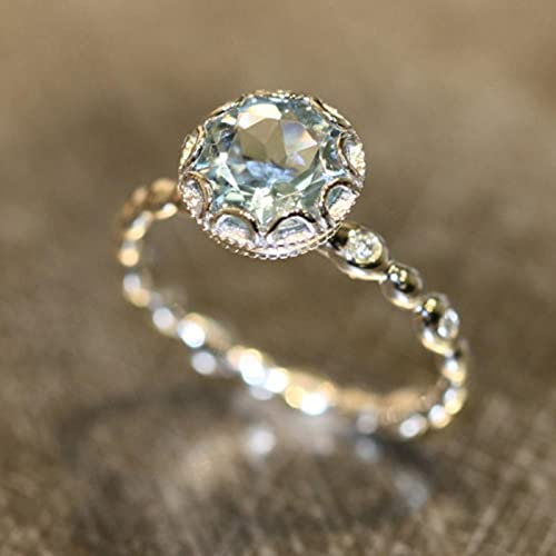 HCMA Bagues en Argent Topaze Bleue de synthèse pour Femmes Bague de Pierres précieuses Mode individualité et créativité Bijoux Cadeau