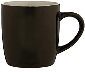 Price & Kensington Tasse aus Steingut | Schwarz | 330 ml | mit zweifarbigem, massivem Glasurdekor | Spülmaschinen- und mikrowellengeeignet | Steingut Kaffeebecher | Cappuccino Tassen