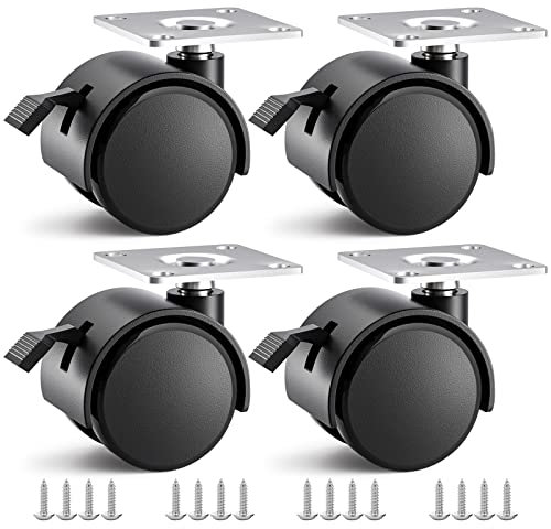 4 Stück 1,5 Zoll Möbelrollen, Wagenrollen mit Schlössern, Kunststoff Lenkrollen für Werkbänke und Tische (schwarz)