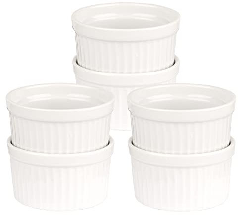 BigDean 6x Souffle Förmchen 11 x 5,5 cm 260 ml in weiß - Feuerfeste Förmchen aus Keramik - runde Schälchen für Creme Brulee, Muffins & Desserts - Pastetenförmchen