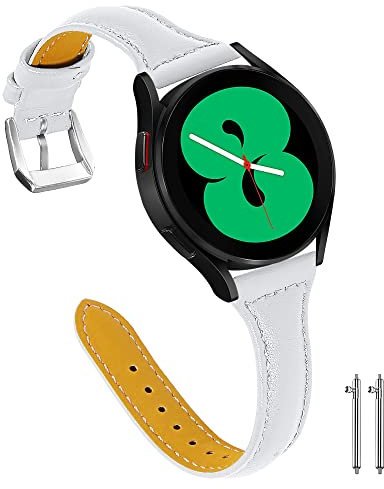 Aliwisdom Correa de Reloj Cuero 18mm 20mm 22mm para Reloj inteligente o Reloj regular, Universal de pulsera de Repuesto de Piel auténtica Smartwatch de liberación rápida para Mujer (22 mm, Blanco)