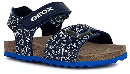 Geox B CHALKI Boy Sandal, Navy/White, 27 EU Schmal
