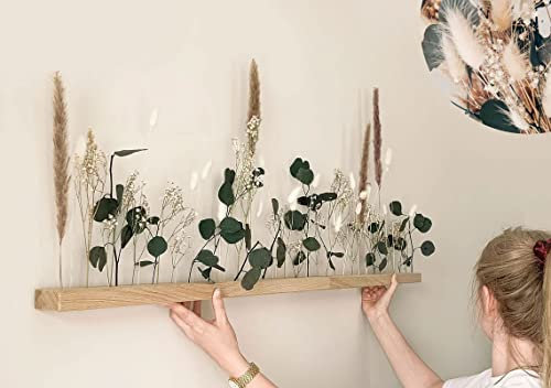Flowerbar Fernweh | Trockenblumen & edle Eiche (120 cm) Blumenleiste, Flowergram, Dekoration, Getrocknete Blumen und massives Eichenholz, Nachhaltige Blumendekoration