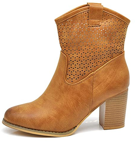 IF Fashion Scarpe Stivali Stivaletti Alla Caviglia Camperos Texani Tacco da Donna G633 camel N.39