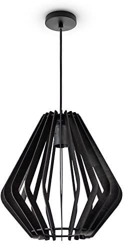 Paco Home Luminaria Suspensión Madera Lámpara Colgante Estilo Bohemio Salón Mesa Natural Vintage E27 Ratán, Tipo de lámpara:Lámpara colgante - Tipo 1, Farbe_MuVa:Negro (Ø29 cm)