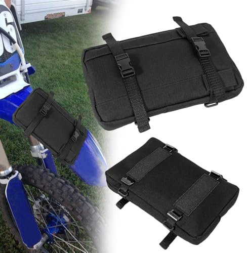 MOTO4U Front Fender Tool Bag,Motorcycle Tool Bag for Dirt Bike,Unviersal Motorcycle Fork Bag and Motorcycle Handlebar Bag with Snaps,Sturdy MX Front Fender Tool Bag Easy to Install(Black)