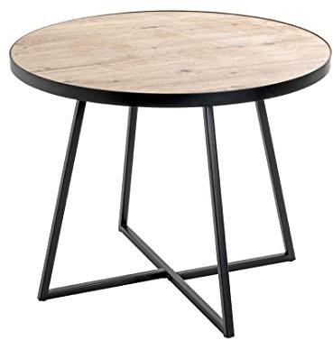 HAKU Möbel Beistelltisch Eiche, schwarz, MDF, Metall - Maße: H 48 cm x Ø 60 cm, Style: Modern