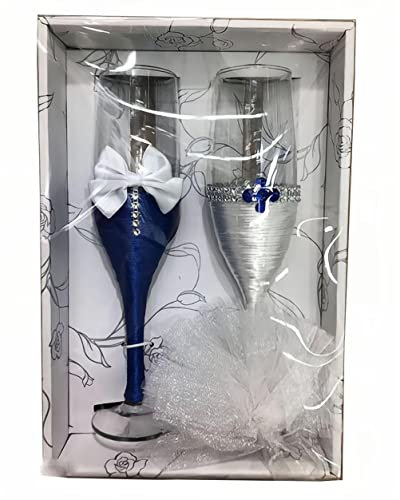 Bicchieri da vino per champagne da 198,4 g per sposi e sposi per tostare, regali di nozze, regali di coppia, decorazioni di nozze (J)