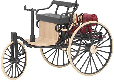1:12 Maßstab Classic Tricycle Modell Ornamente Hohe Simulation Retro Legierung Auto Modell Dekoration Retro Style Vintage Kreative Metall Kunst Handarbeit für Home Retro Dreirad Liebhaber(Schwarz)