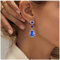 Inateannal Vintage Zafiro Pendientes De Cristal Gota De Cristal De Lágrima Azul Pendientes De Zafiro Azul De La Joyería Pendientes De Gota De Agua De Novia Para Las Mujeres Y Las Niñas (plata)