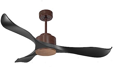 PUR LINE | 132 cm schwarzer reversibler Deckenventilator mit Gleichstrommotor und WLAN | Hypersilence, Fernbedienung, Thermostat, Speicher und schräge Deckenmontage
