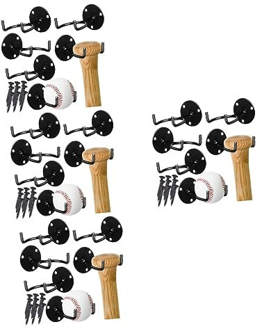 Toddmomy 24 Stück Mann Im Freien Stabile Aufbewahrung Display Metallklammern Montiert Erinnerungsstücke Softball Freizeit Holz Eisen Kleiderbügel Kleiderbügel Haken Schläger Racks Halter