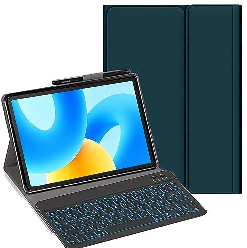 YHFZR Tastatur Hülle für Huawei MatePad 11,5 Zoll, [Deutsches QWERTZ] Slim Hülle mit 7 Farben Beleuchtung Kabellose Tastatur mit Schützhülle für Huawei MatePad 11,5 Zoll, Grün