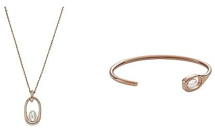 Skagen Women's Anhänger Halskette Agnethe und Manschettenarmband Muschel Perle