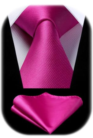 Enlision Krawatte Fuchsia Rosa Herren Hochzeit Krawatten mit Einstecktuch Set Elegant Einfarbig Seidenkrawatte und Taschentuch