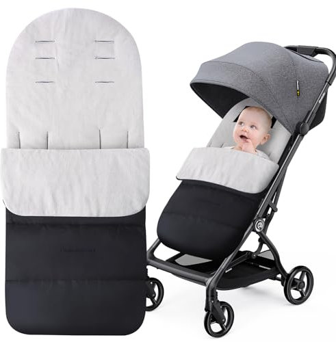 Aohcae Fußsack, universeller Baby-Fußsack, Schlafsack mit Zwei-Wege-Reißverschluss, winddicht, warm, kuschelig, wetterbeständig, passend für die meisten Kinderwagen (grau)