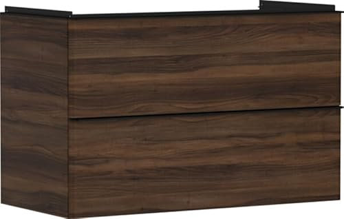 hansgrohe Xelu Q Waschtischunterschrank, 980x475, 2 Schubkästen, für Waschtisch, 5403, Farbe: Möbel Nussbaum Dunkel/Griff Mattschwarz