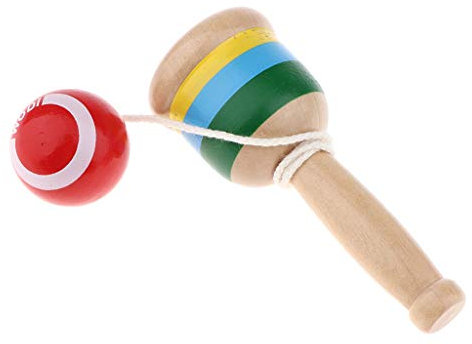 Paowsietiviity Japanese Classic Wooden Toy Kendama Cup and Ball Toss Catching Game Red
