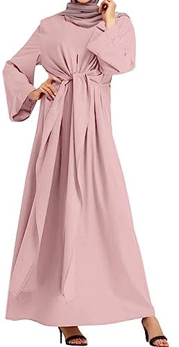 Beokeuioe Türkisches Robe in voller Länge Abaya Muslim robe Damen Einfarbig Muslimisches Kleid Islamische Gebetskleidung Naher Osten Dubai Maxi Gebetskleid Kaftan ohne Hijab