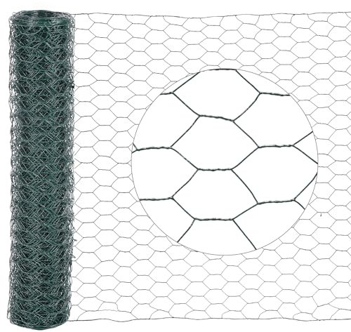 Daromigo Treillis métallique hexagonal galvanisé pour lapin, grillage métallique, grillage hexagonal, largeur des mailles 27 mm, hauteur 100 cm, longueur 10 m, vert