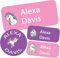Custom Waterproof Name Labels - 135 Personalized Stickers for Clothing, Water Bottles, Lunch Boxes, and School Supplies. No-Iron, Ideal for Camp and Daycare. (Unicorns)