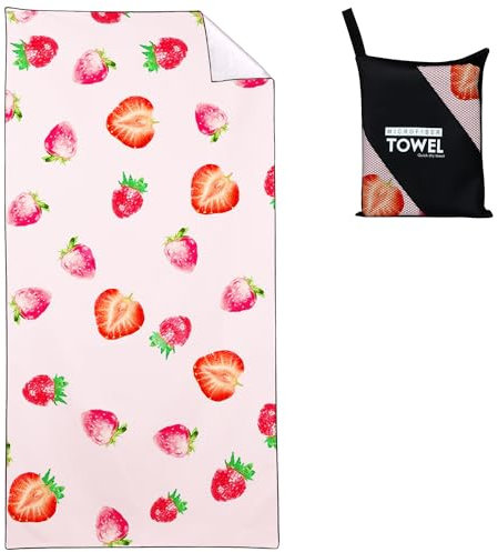 Zomer Strandtuch groß 90x180 cm Strawberry Towel Mikrofaser Badetuch Schnelltrocknend für Damen Herren Schwimmen Reise Urlaub Sauna Yoga