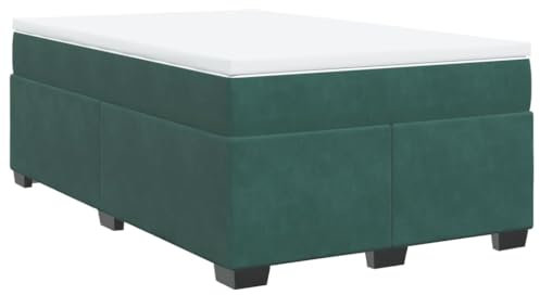 vidaXL Boxspringbett, Polsterbett Bett mit Matratze, Bettgestell mit Lattenrost, Doppelbett für Schlafzimmer, Dunkelgrün 120x200cm Samt