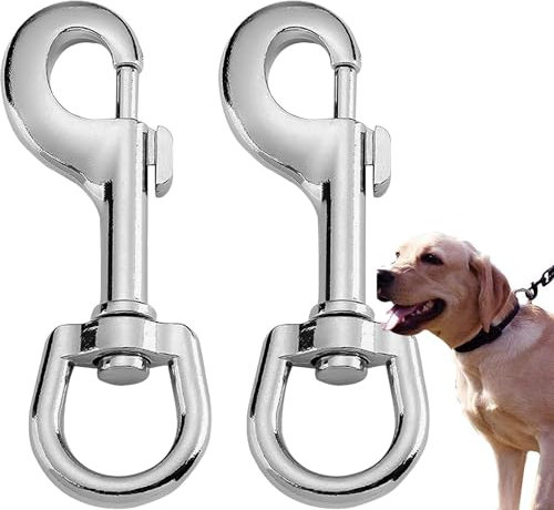 2 Pezzi Moschettone per Guinzaglio per Cani, Ganci Portachiavi, Moschettoni in Acciaio Inox, Utilizzati per Alpinismo, Moschettone in Acciaio 68 mm da Utilizzare con Guinzaglio Paracord, Argento