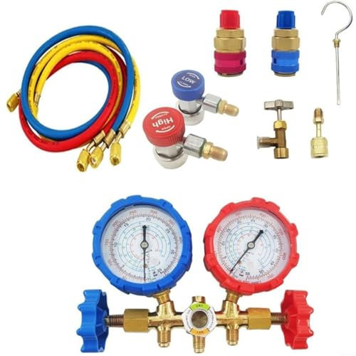 HOHOVYVY Klimaanlage Auto Befüllen Set,Manifold Gauge Kit Klimaanlage Werkzeug Für R410A R32 R404A R134A(C)